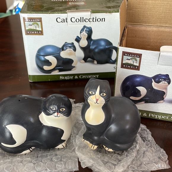 🎁 Rare Warren Kimble Cat Collection Sugar&Creamer AND Salt&Pepper Shaker - Picture 4 of 14